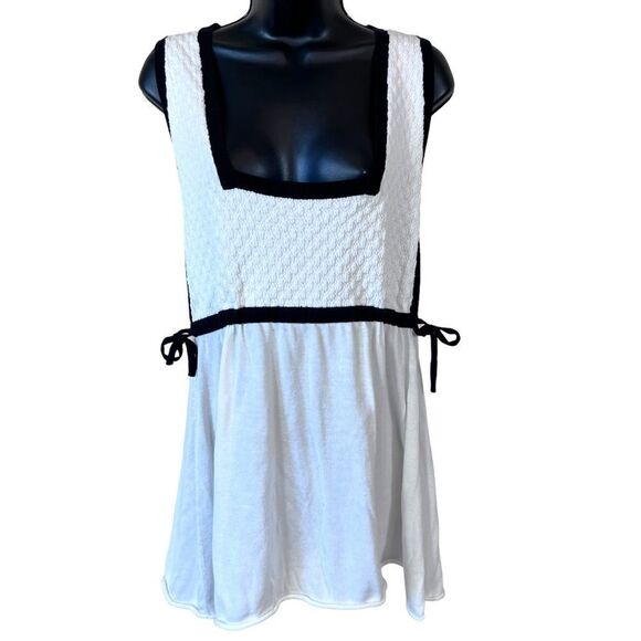 NEW Heather B Moon White / Black Trim Square Neck Knit Tank - Picture 11 of 11